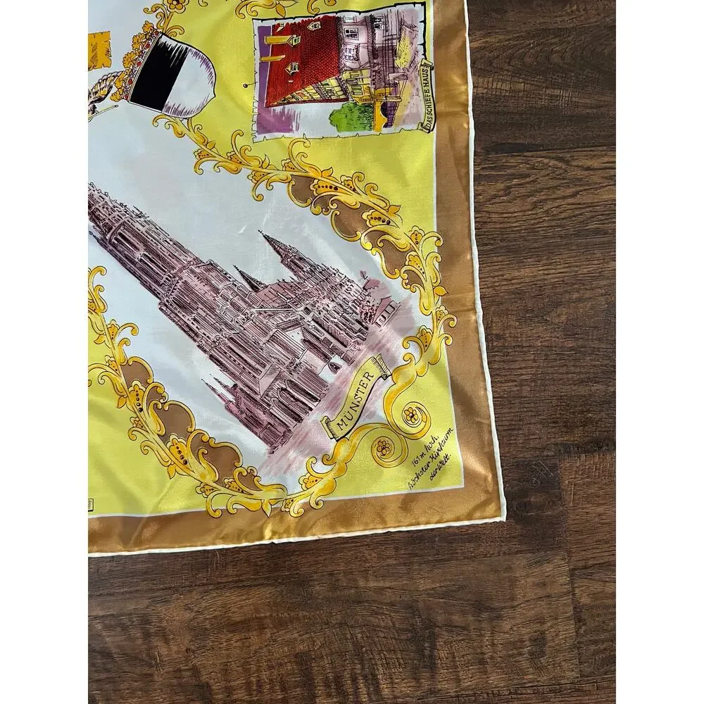 Vintage Dresser Accessory Souvenir Scarf - Ulm Germany Landmark Travel Square